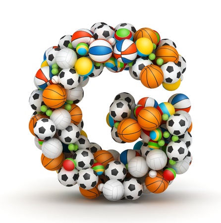 Letter G, stacked from gaming balls alphabet Letter G, stacked from gaming balls alphabet