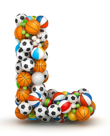 Letter L, stacked from gaming balls alphabet Letter L, stacked from gaming balls alphabet