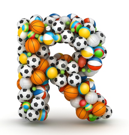 Letter R, stacked from gaming balls alphabet Letter R, stacked from gaming balls alphabet