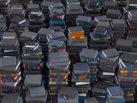 Many paks books, stacked in columnsの写真素材