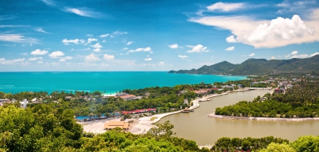 Tropic island Samui, sea and lake,Thailand panorama viewpoint viewの写真素材