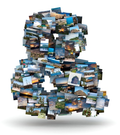 ampersand from lot of photography pictures on whiteの写真素材