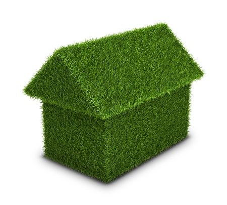 Green house, photo realistic grass home shape, ecology themeの写真素材