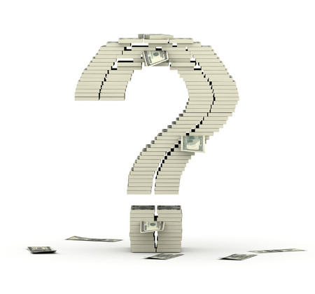 Question mark font from dollars paks on white backgroundの写真素材