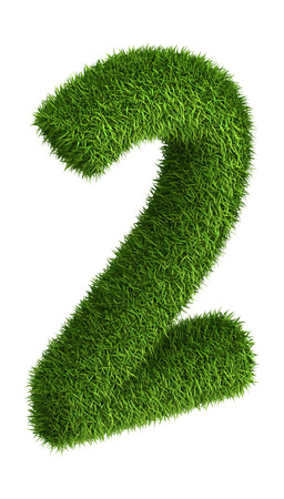 3D number 2 photo realistic grass isometric projectionの写真素材