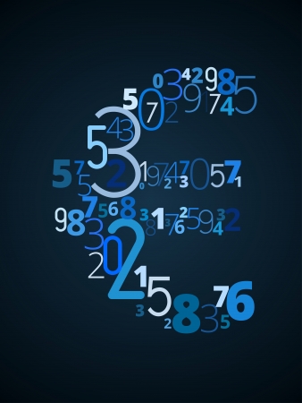 Euro sign  from different numbers typography vector fontのイラスト素材