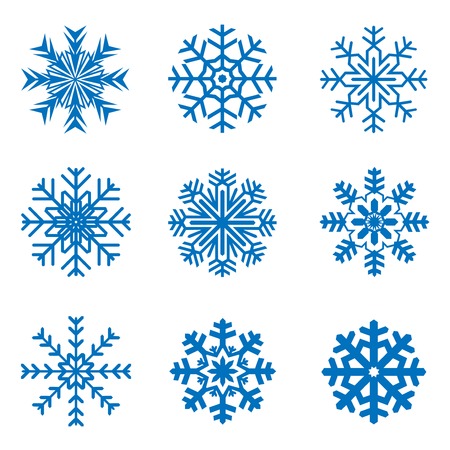 Several blue frosty vector snowflakes for designのイラスト素材