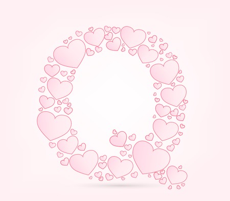 Letter Q love hearts valentine illustration vector fontのイラスト素材