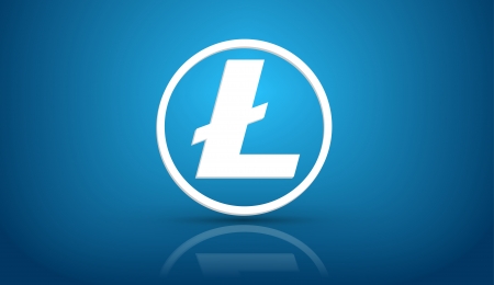 Litecoin currency symbol icon on blue backgroundのイラスト素材