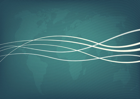 Blueprint style green world map vector background with abstract wavesのイラスト素材