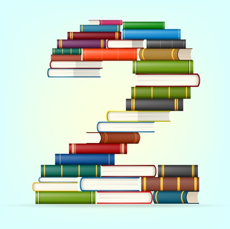 Number 2 in Stacks of multicolored books illustrationのイラスト素材