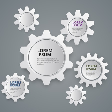 White gears with copyspace, working business concept vector backgroundのイラスト素材