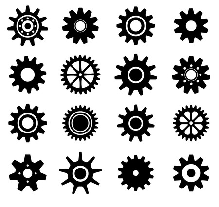 Gear cogs wheels shapes vector icons setのイラスト素材