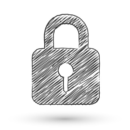Vector lock password concept doodle style iconのイラスト素材
