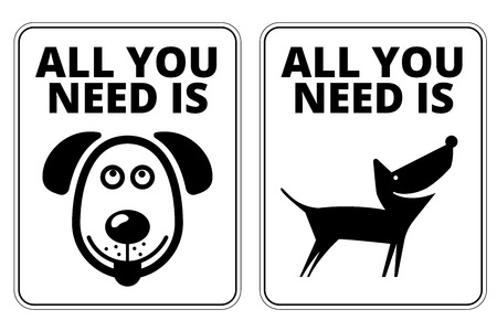 Friendly Dogs  Signs Humorous Comic Labels and Plates Collection. Vector Illustrationのイラスト素材