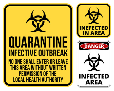 Set of sign biohazard quarantine area. Vector illustrationのイラスト素材