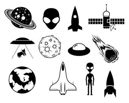 Science fiction movie and book vector EPS8 icons setのイラスト素材