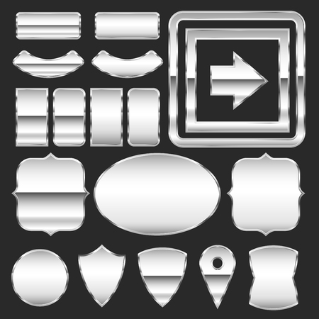 Vector set of metal plates of different shapesのイラスト素材