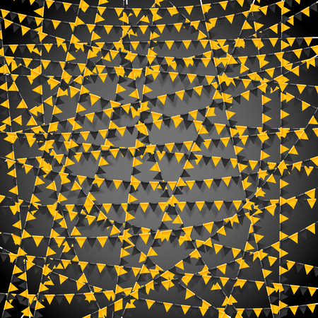 Festival banner. Party celebrating  dark yellow flags background.のイラスト素材