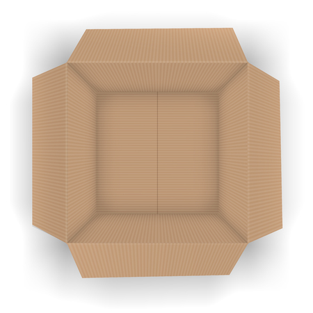 Recycle brown opened  package, top view to open box.のイラスト素材