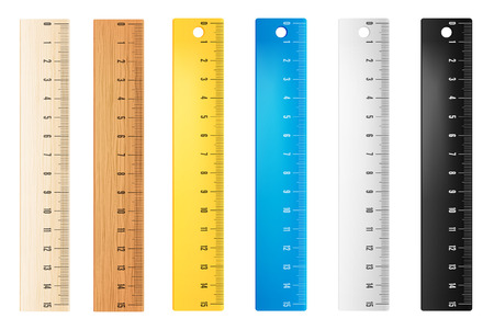 Colored plastic and wooden rulers. Vector objectsのイラスト素材