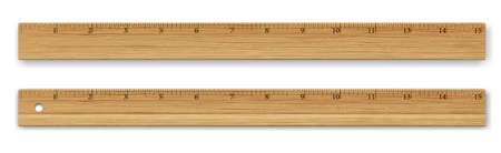 Wooden XL size rulers in 15 inch long isolated on white backgroundのイラスト素材