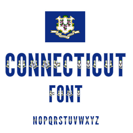 Connecticut National Flag stylized Font. Alphabet first part Vector Setのイラスト素材