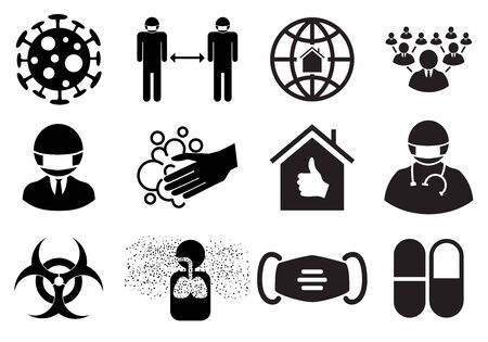 Covid-19 Danger Signs Setのイラスト素材