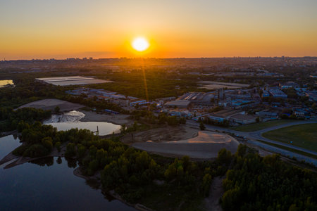 Oil refinery nightの写真素材