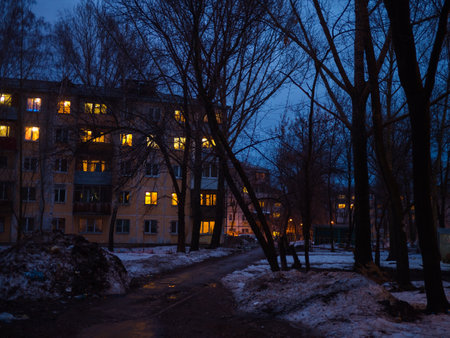 Fall winter cityの写真素材