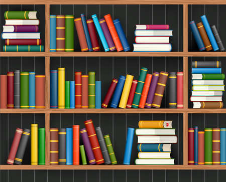 Books on shelf illustrationのイラスト素材