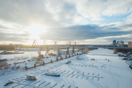 Frozen bridge harbor