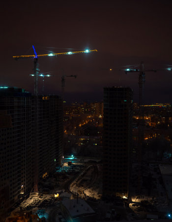 Night construction yardの写真素材