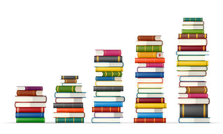 Stacks of colorful booksのイラスト素材