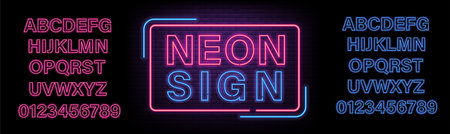 Neon Sign Fontのイラスト素材