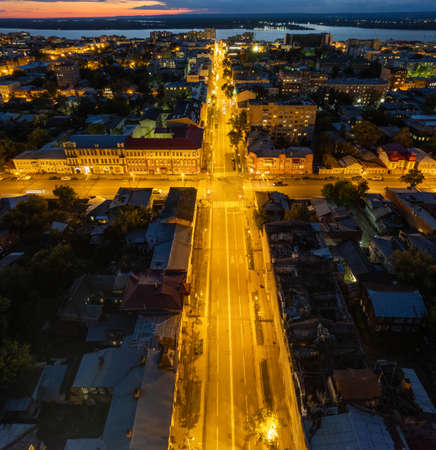 Evening city aerialの写真素材