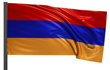 Armenia national flag waving in the wind. Isolated on white background 3D illustrationの写真素材