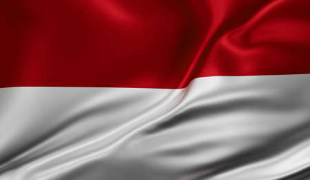 Indonesia and Bali flag full screen background, silk farbric, close up waving in the wind