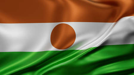 Niger flag full screen background, silk farbric, close up waving in the windの写真素材