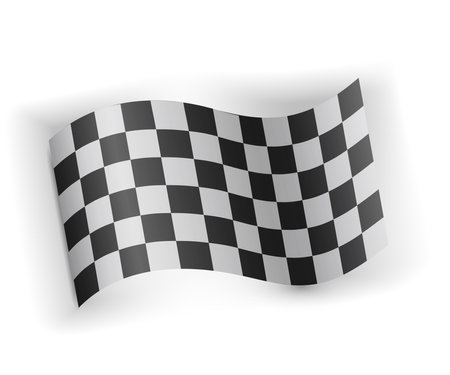 Checkered Racer flag waving in the windのイラスト素材