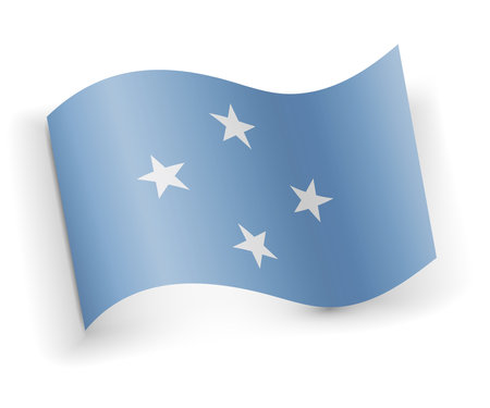 Micronesia flag bended and lying on white backgroundのイラスト素材