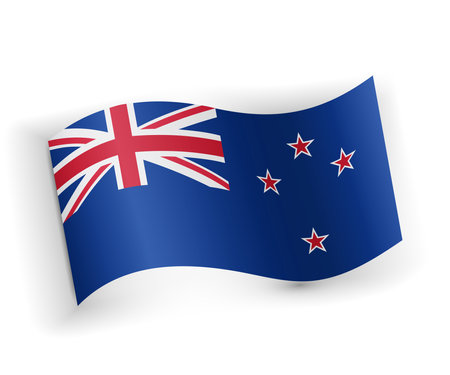 New Zealand flag bended and lying on white backgroundのイラスト素材