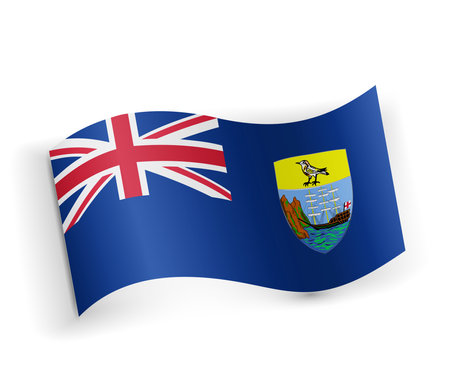 Saint Helena flag bended and lying on white backgroundのイラスト素材