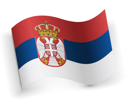 Republic of Serbia flag bended and lying on white backgroundのイラスト素材