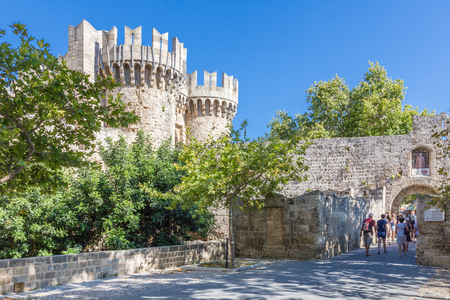 19 JUNE 2017. Tourists in front of the Palace of the Grand Master of the Knights in Rhodes, Greeceのeditorial素材