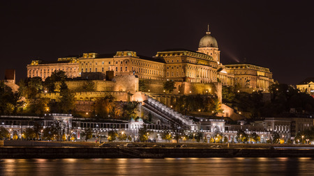 Night view of Royal Castle in Budapest, Hungaryのeditorial素材