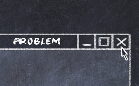 Chalk drawing of window on computer screen. Concept of stopping problem.の写真素材