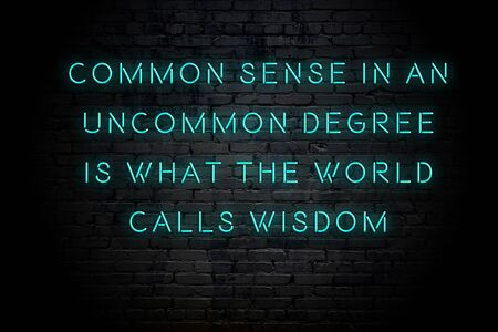 Neon inscription of positive wise motivational quote against brick wall .の写真素材