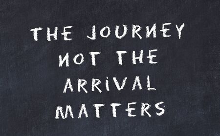 Black chalkboard with handwritten wise motivational quote .の写真素材