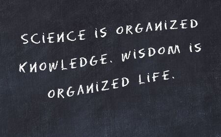 Black chalkboard with handwritten wise motivational quote .の写真素材